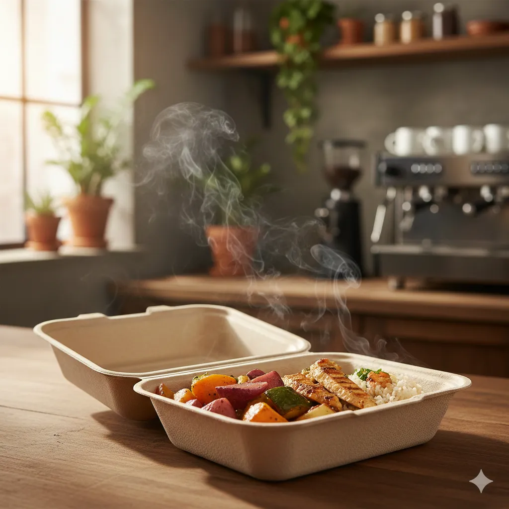 Heat resistant biodegradable bagasse product