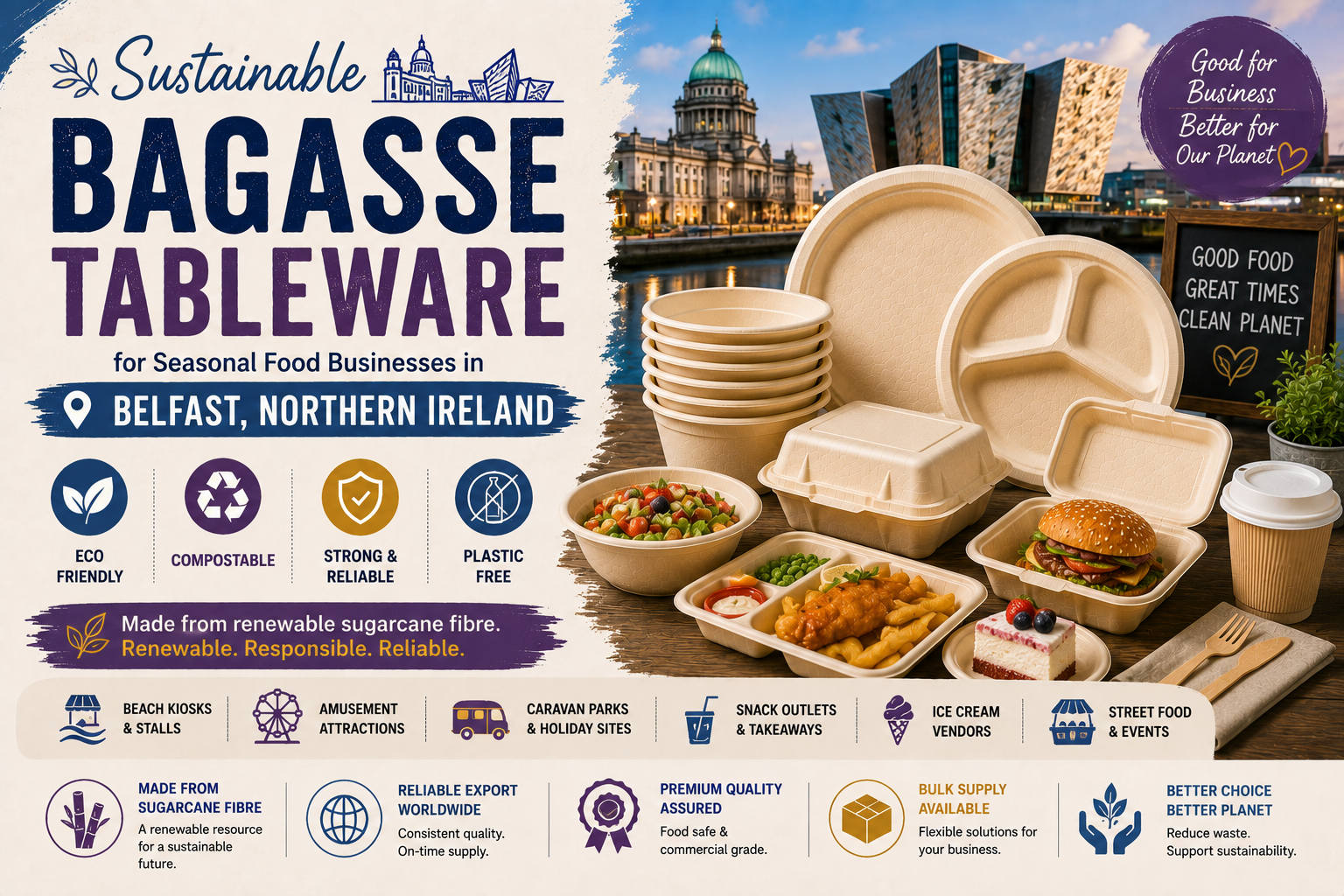 Biodegradable Tableware Supplier & Exporter in Belfast