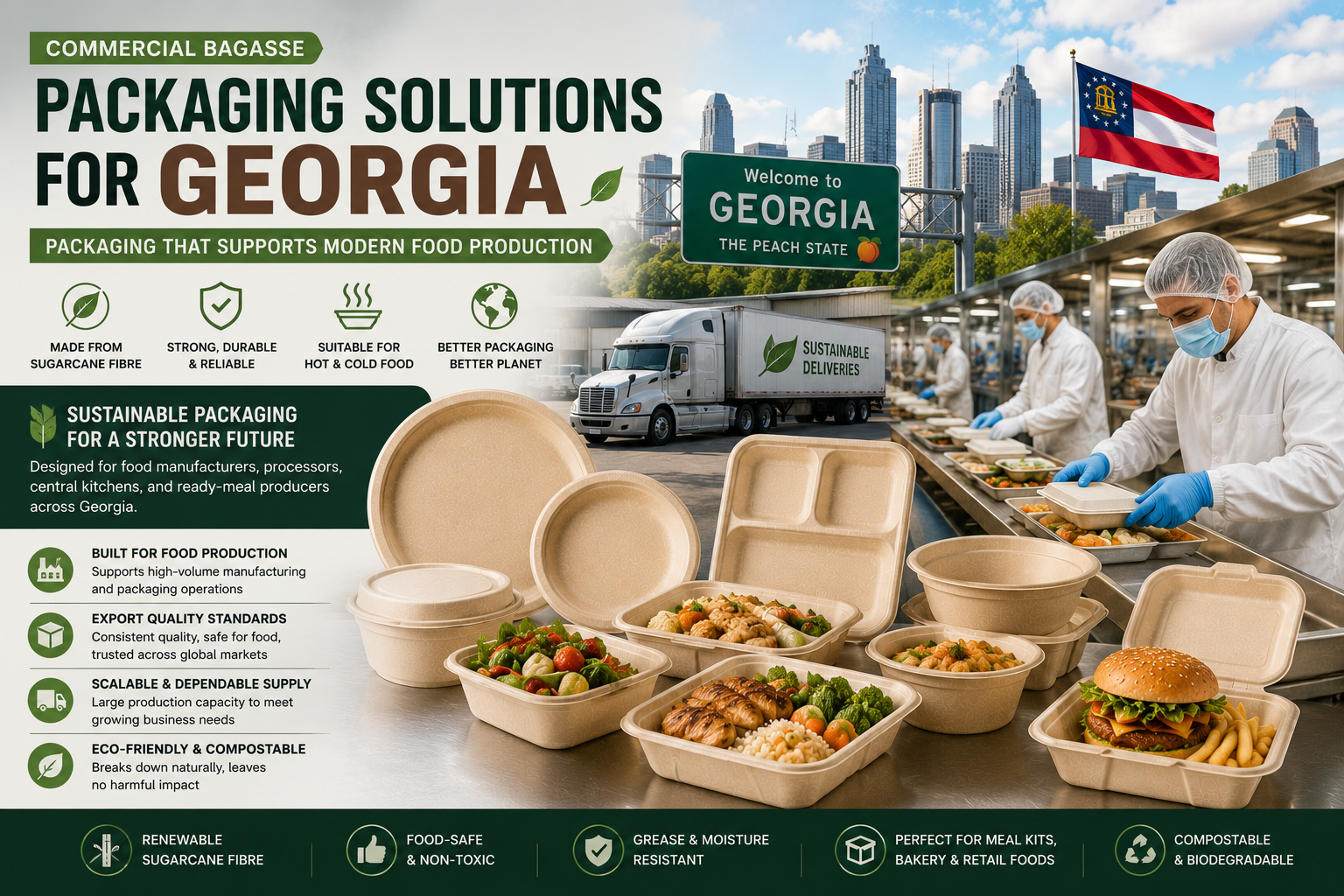 Commercial Bagasse Packaging Solutions for Georgia