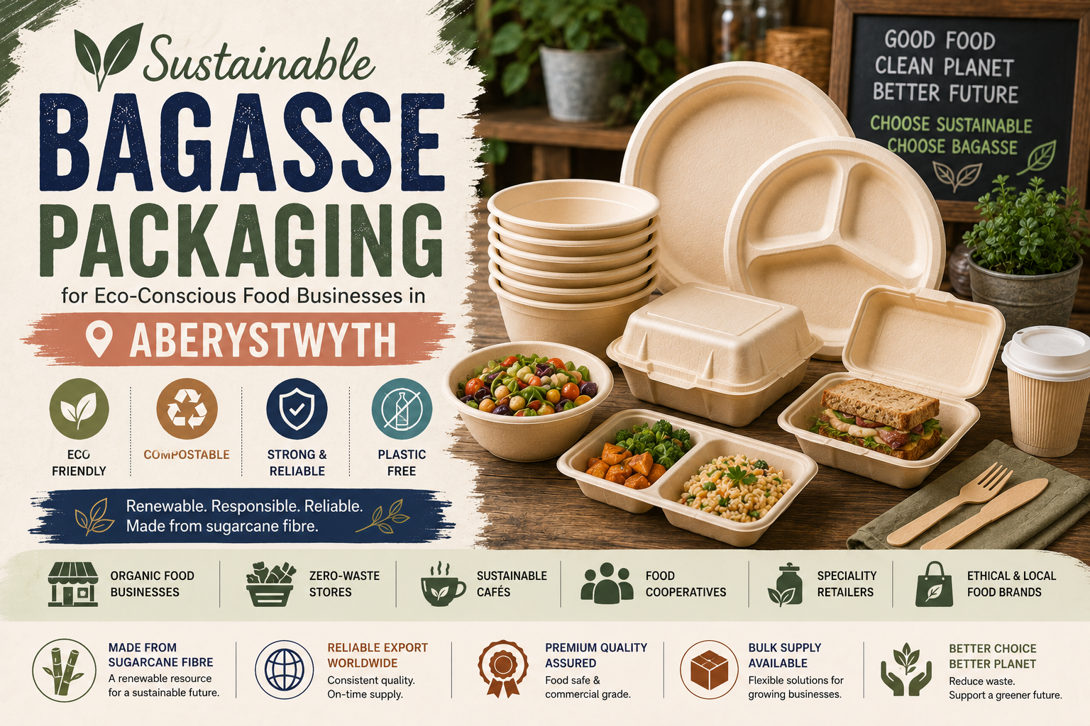 Sustainable Bagasse Packaging for Eco-Conscious Food Businesses in Aberystwyth