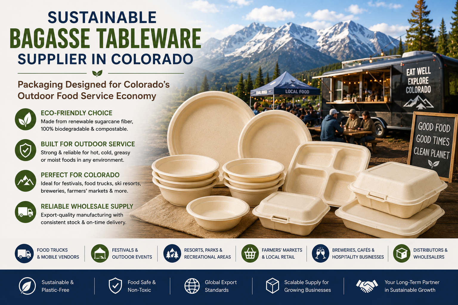 Sustainable Bagasse Tableware Supplier in Colorado