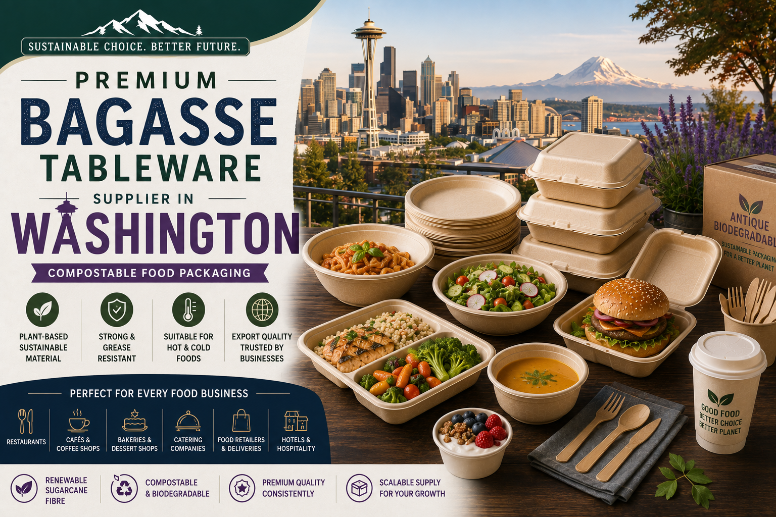 Premium Bagasse Tableware Supplier in Washington 