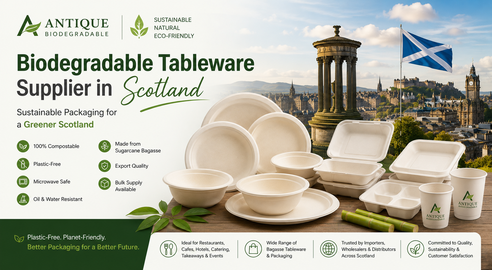 Biodegradable Tableware Supplier & Exporter in Scotland