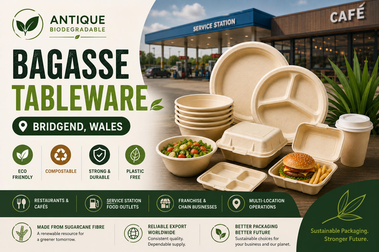 Bagasse Tableware Supplier for Food Service Businesses in Bridgend