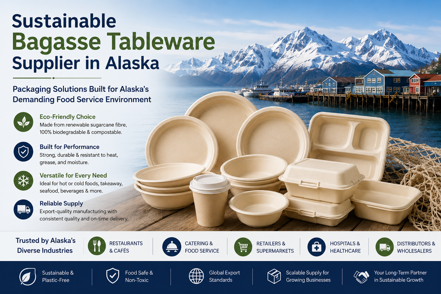 Sustainable Bagasse Tableware Supplier in Alaska