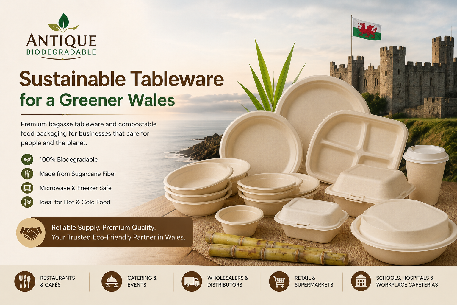 Biodegradable Tableware Supplier & Exporter in Wales