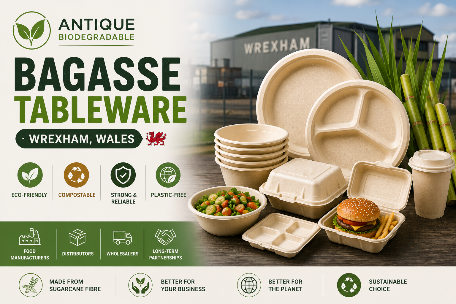 Biodegradable Tableware Supplier & Exporter in Wrexham