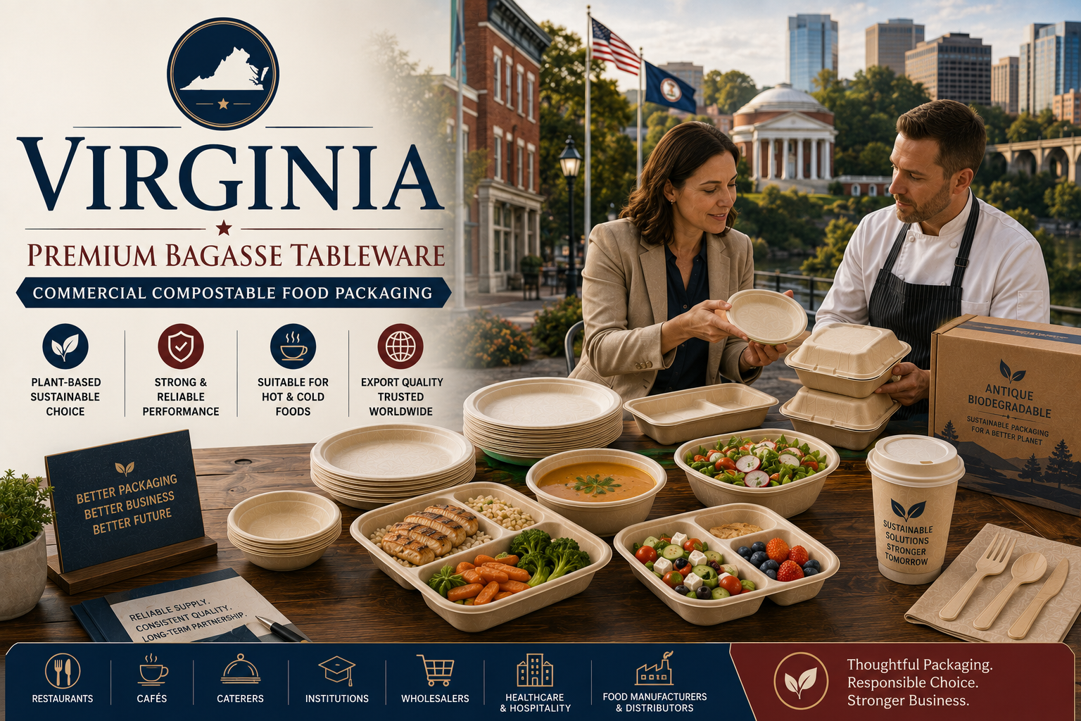 Commercial Biodegradable Tableware Supplier in Virginia