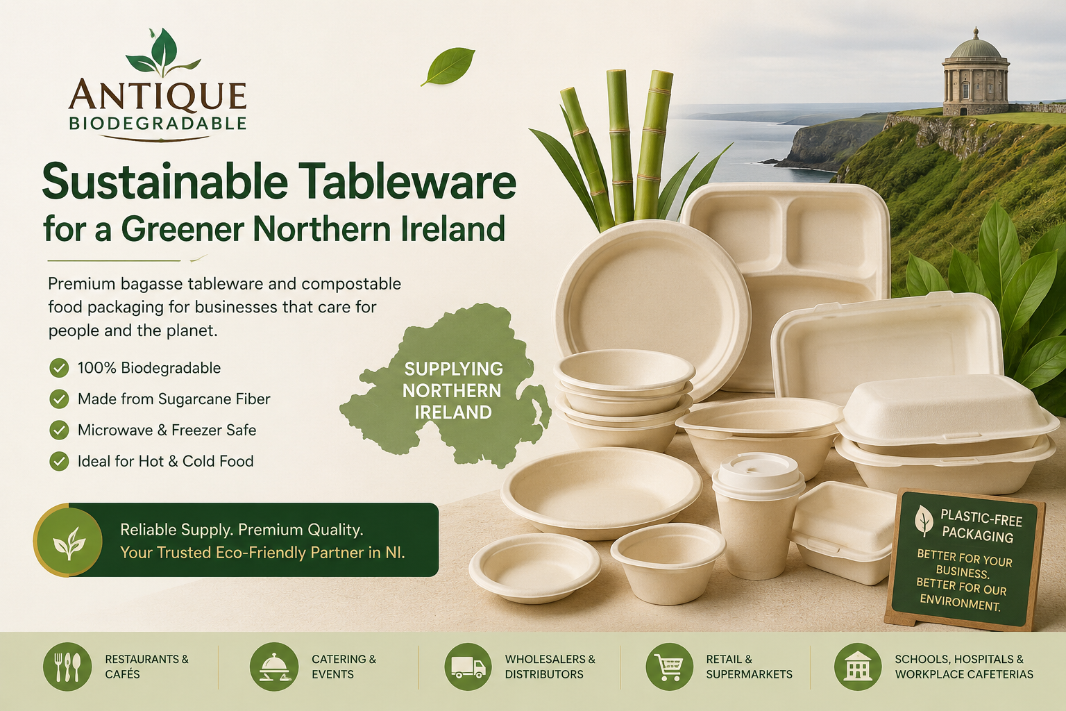 Biodegradable Tableware Supplier & Exporter in Northern Ireland