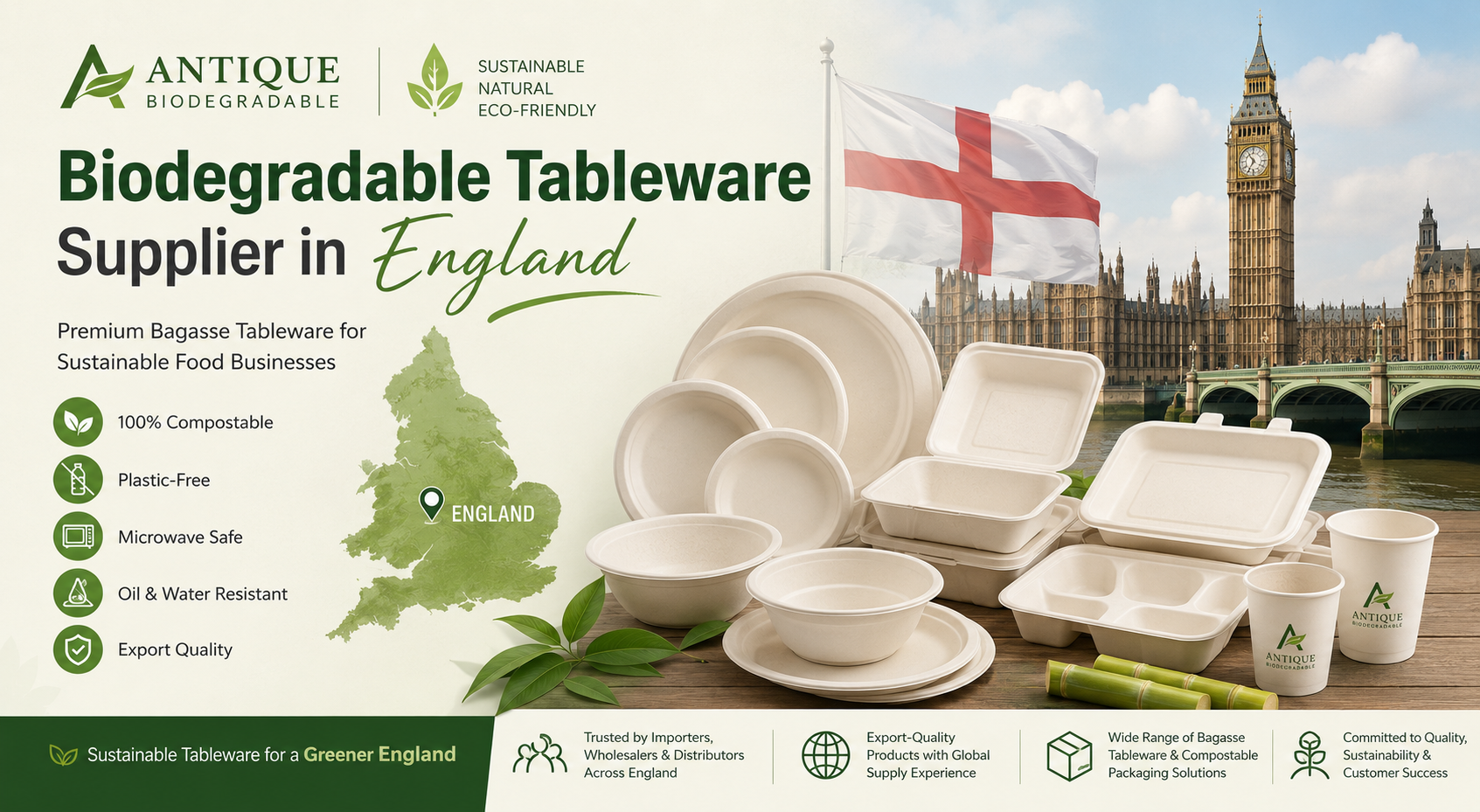 Bagasse Tableware Supplier & Exporter in England