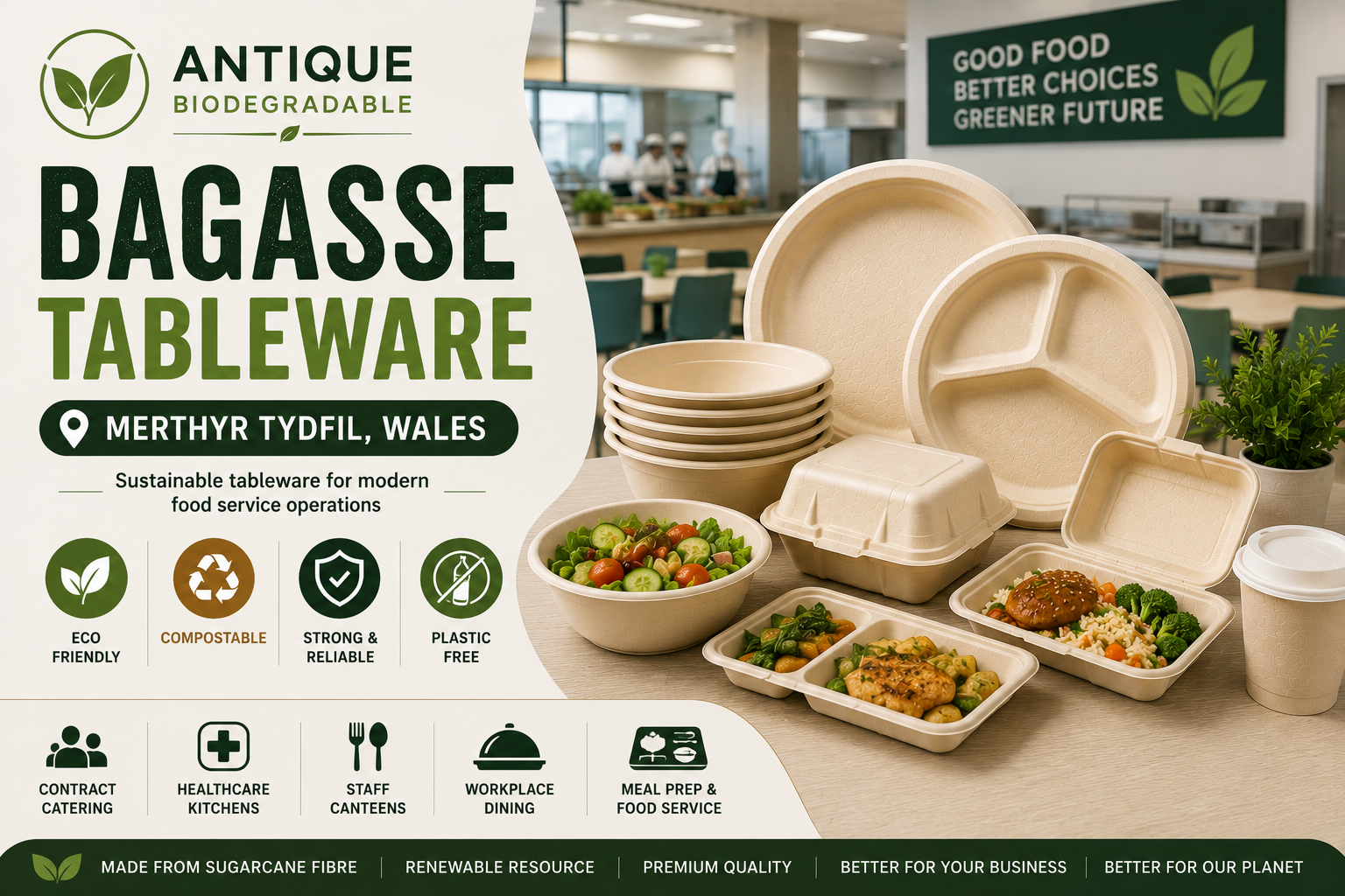 Biodegradable Tableware Supplier & Exporter in Merthyr Tydfil