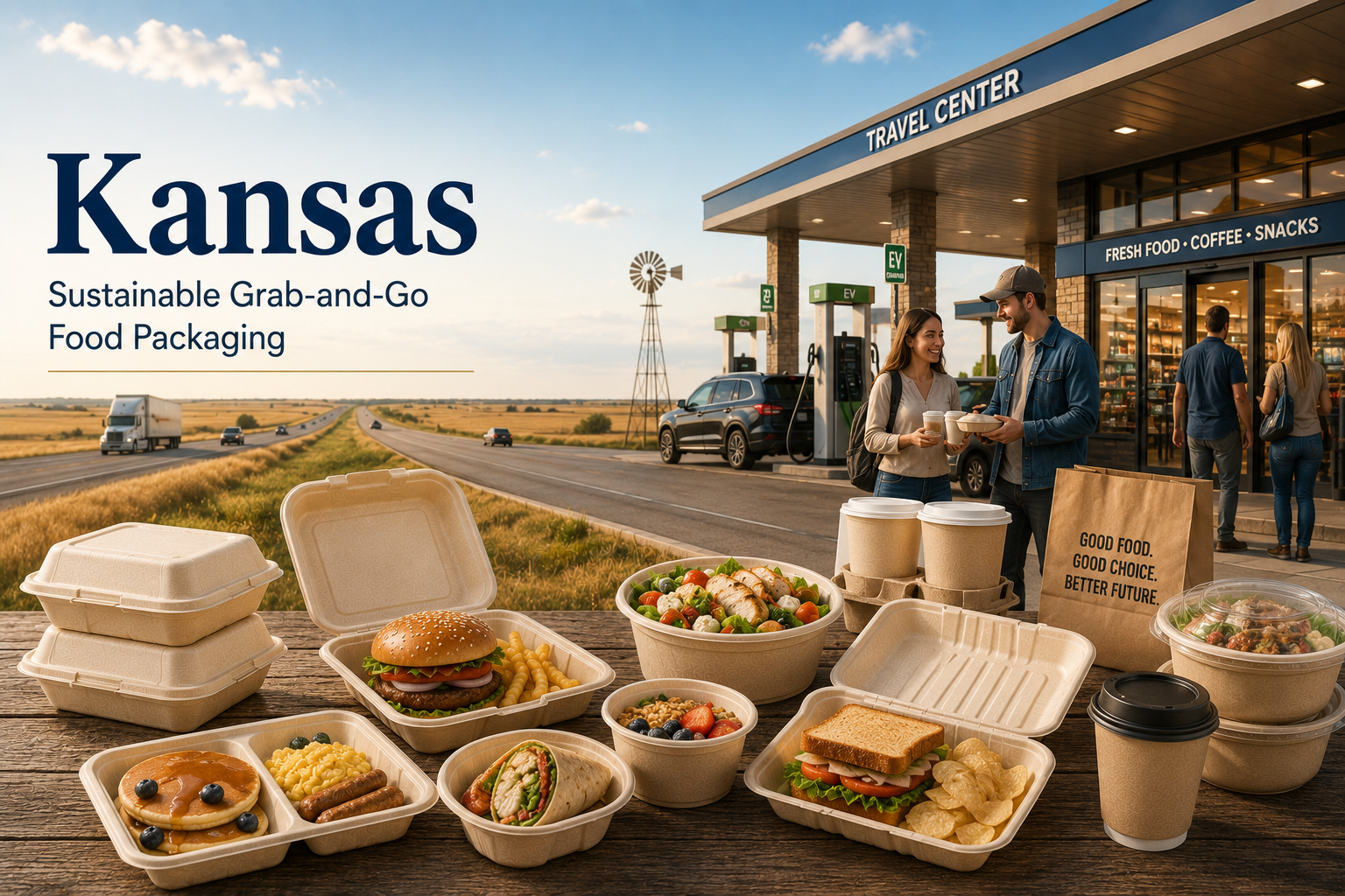 Bagasse Packaging for Kansas Travel & Convenience Food Businesses