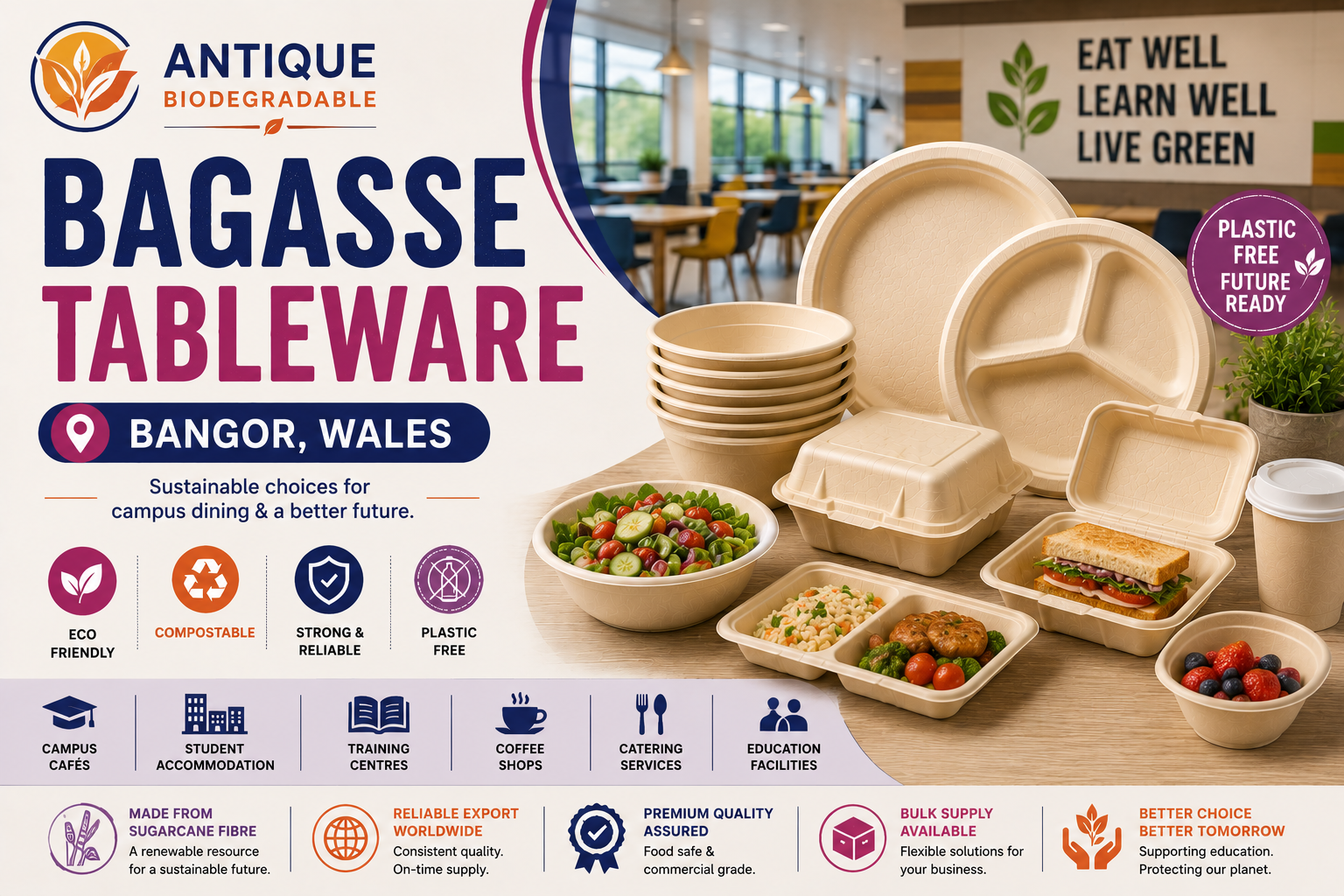 Biodegradable Tableware Supplier & Exporter in Bangor