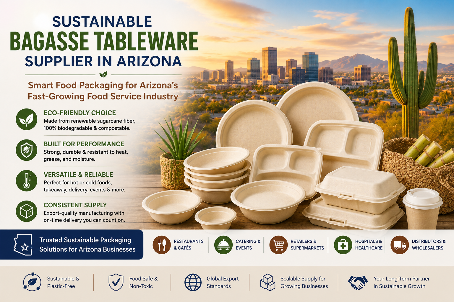 Sustainable Bagasse Tableware Supplier in Arizona