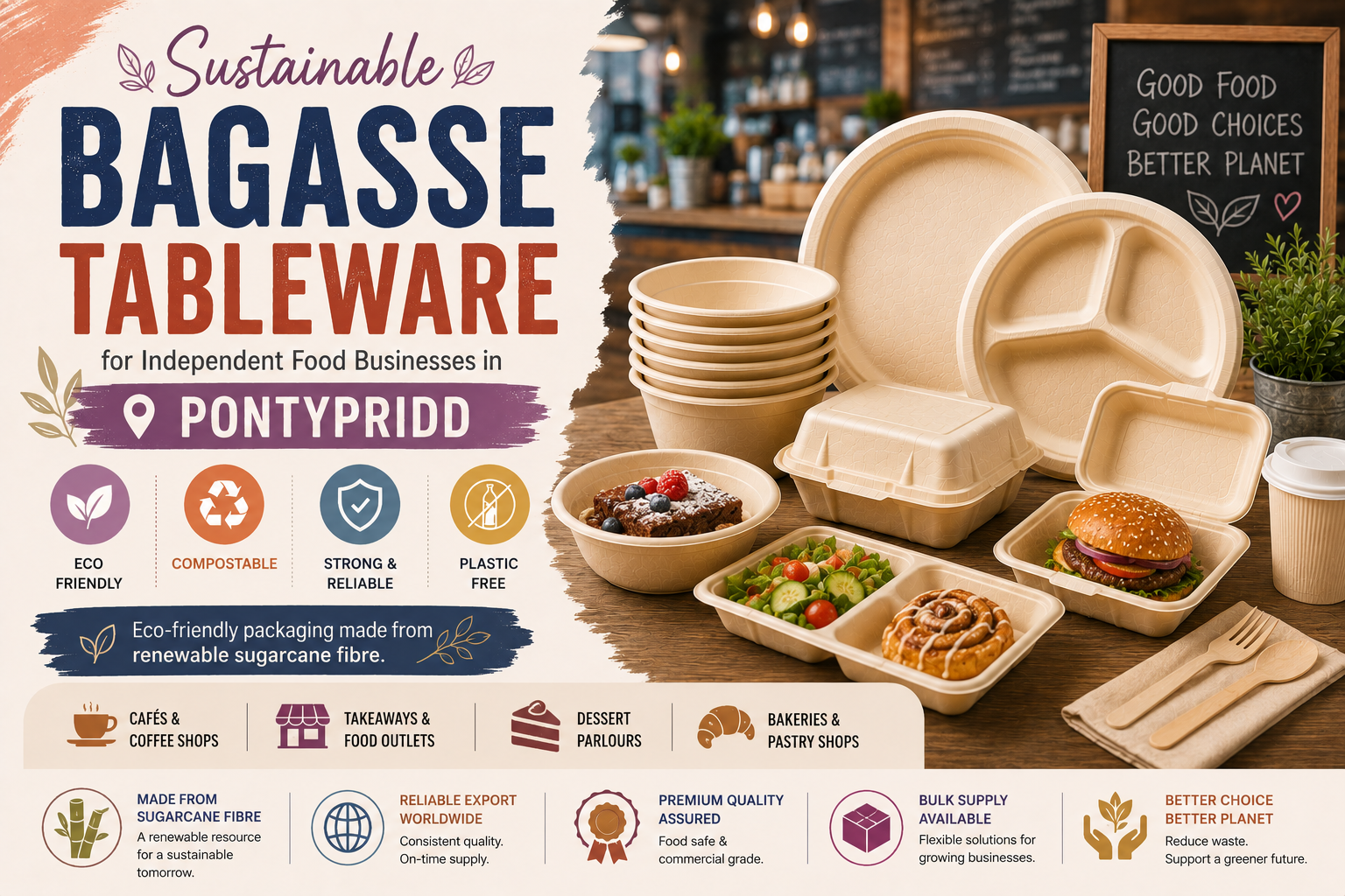 Biodegradable Tableware Supplier & Exporter in Pontypridd
