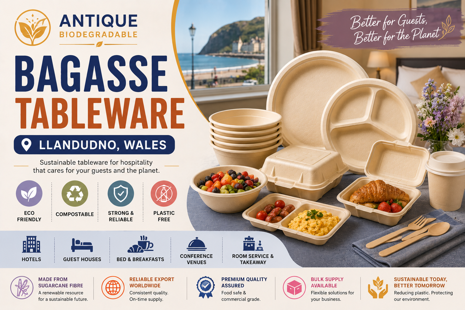Biodegradable Tableware Supplier & Exporter in Llandudno