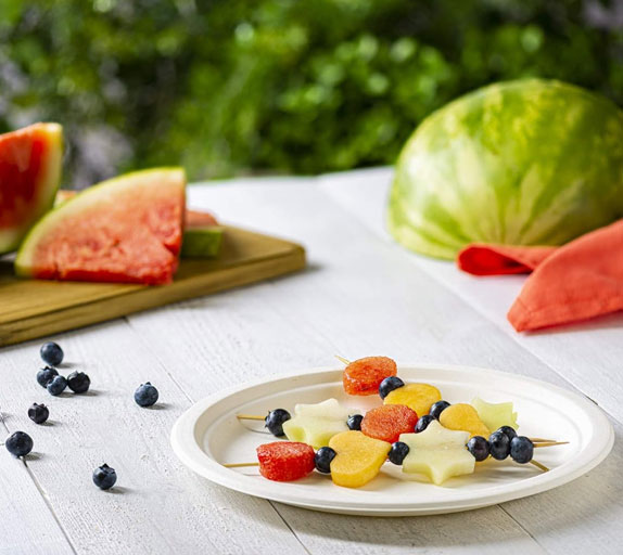 Round biodegradable bagasse plates for catering and restaurants