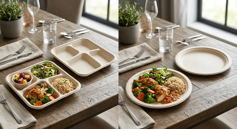 Comparison of compartment plates and round plates