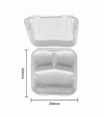 9 Inch x 9 Inch 3 Compartment Clamshell	